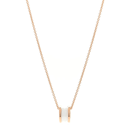 Bulgari 18K Rose Gold White Ceramic B.Zero1 Pendant Necklace 1 of 2