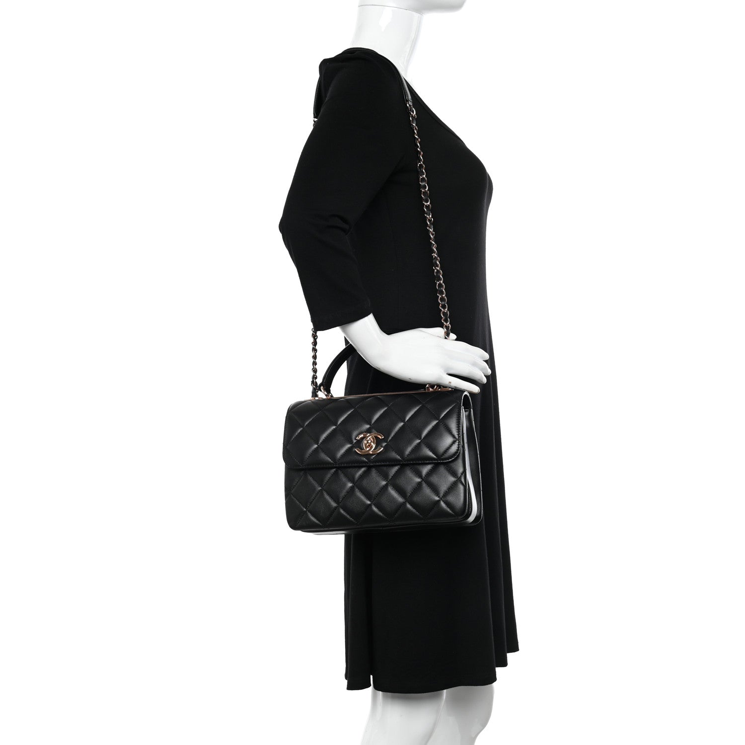 Chanel Lambskin Quilted Small Trendy CC Dual Handle Flap Bag Black 2 of 11