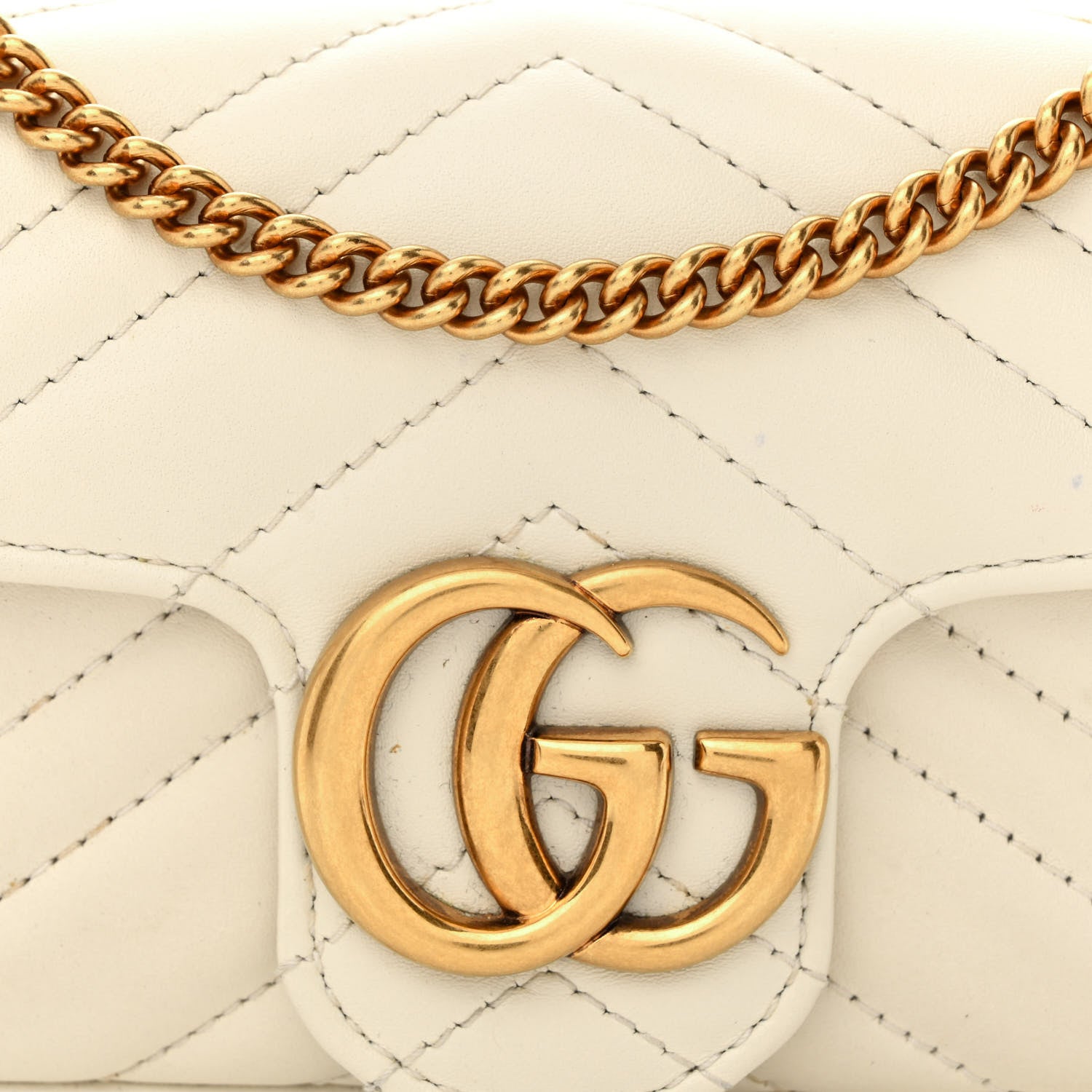 Gucci Calfskin Matelasse Super Mini GG Marmont Shoulder Bag White 9 of 12