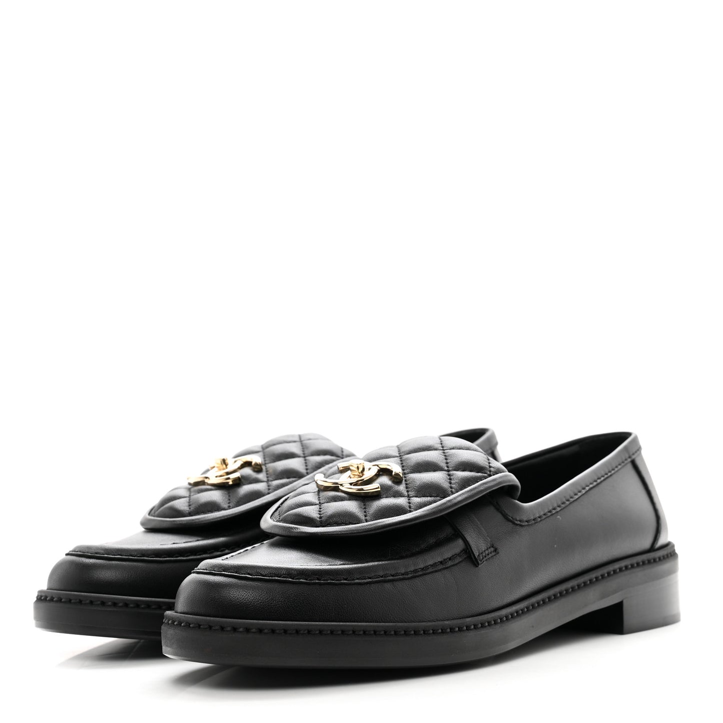 Lambskin Quilted CC Turnlock Loafers 40 Black