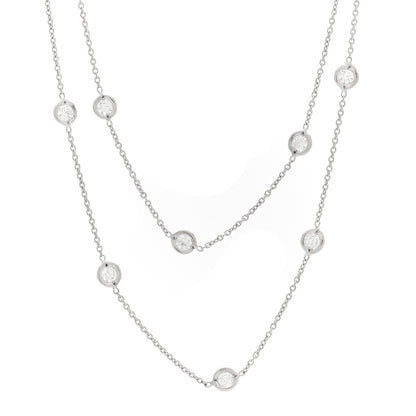Roberto Coin 18K White Gold Diamond 3.20ctw Diamonds By The Inch Station Necklace 1 of 4