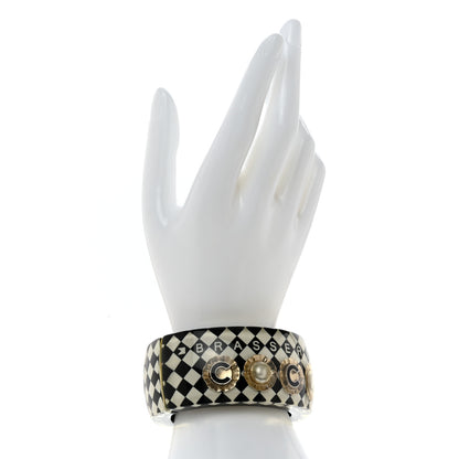 Chanel Resin Pearl Brasserie Coco Cuff Bracelet Black White 2 of 5