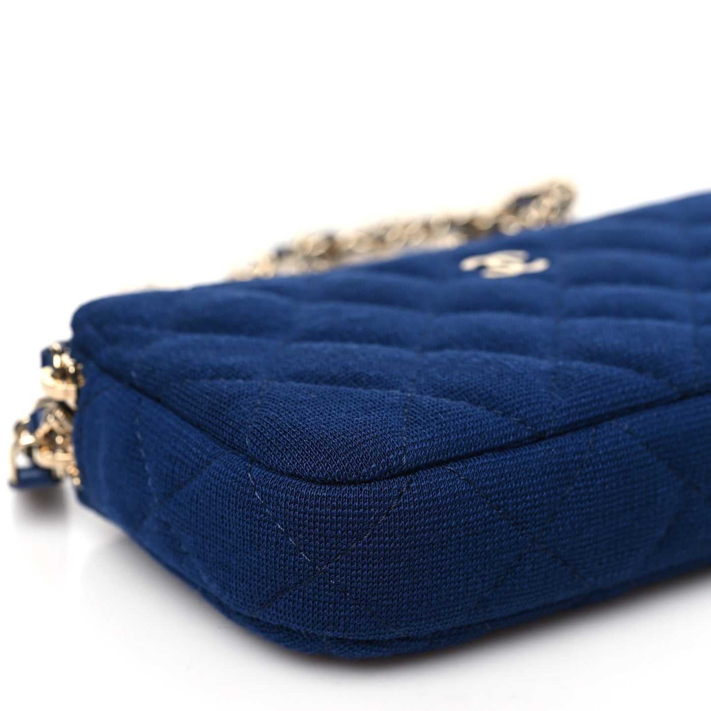 Jersey Quilted Small Clutch With Chain Navy