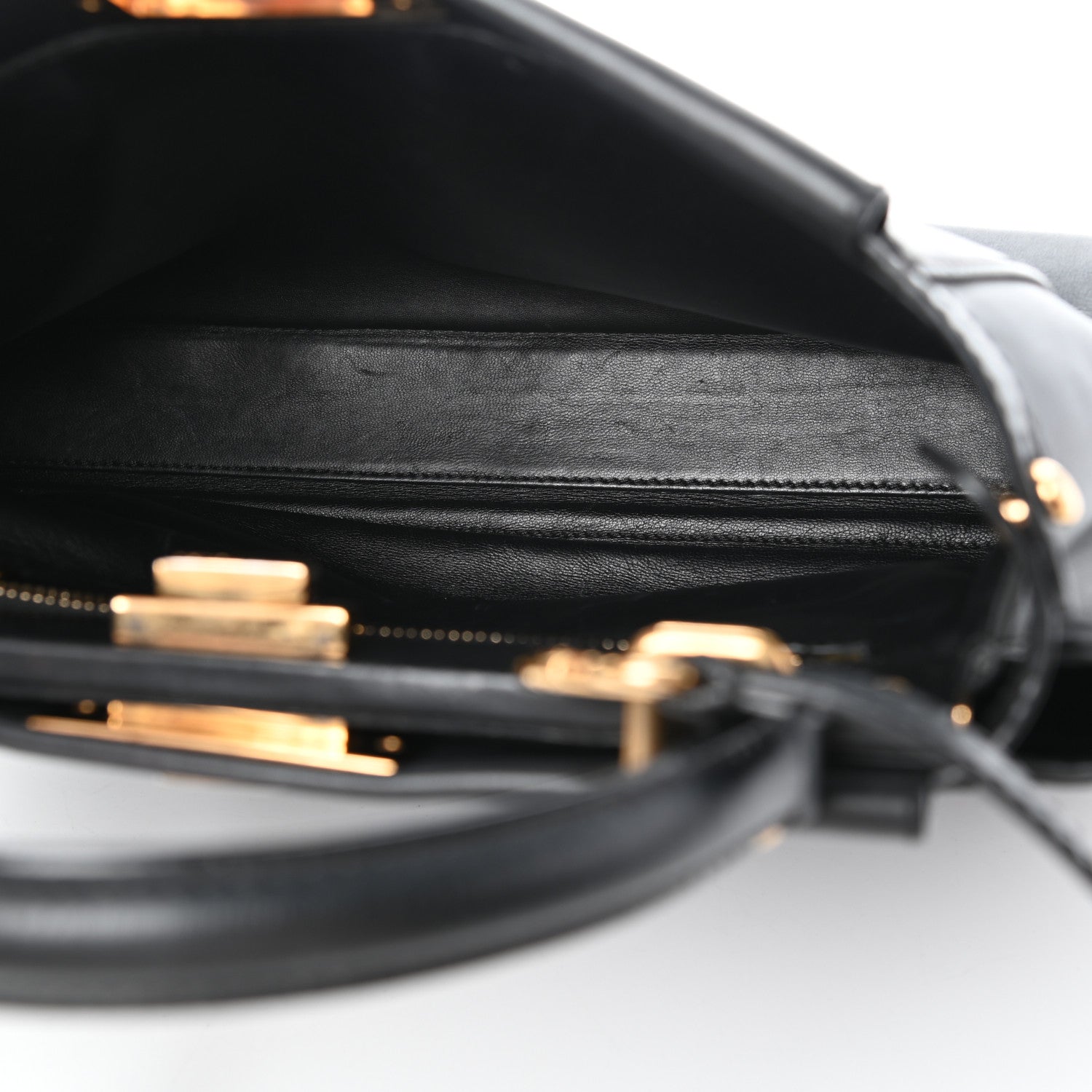 Fendi Vitello Morgan Shiny Nappa Medium Peekaboo Iconic Satchel Black 5 of 10