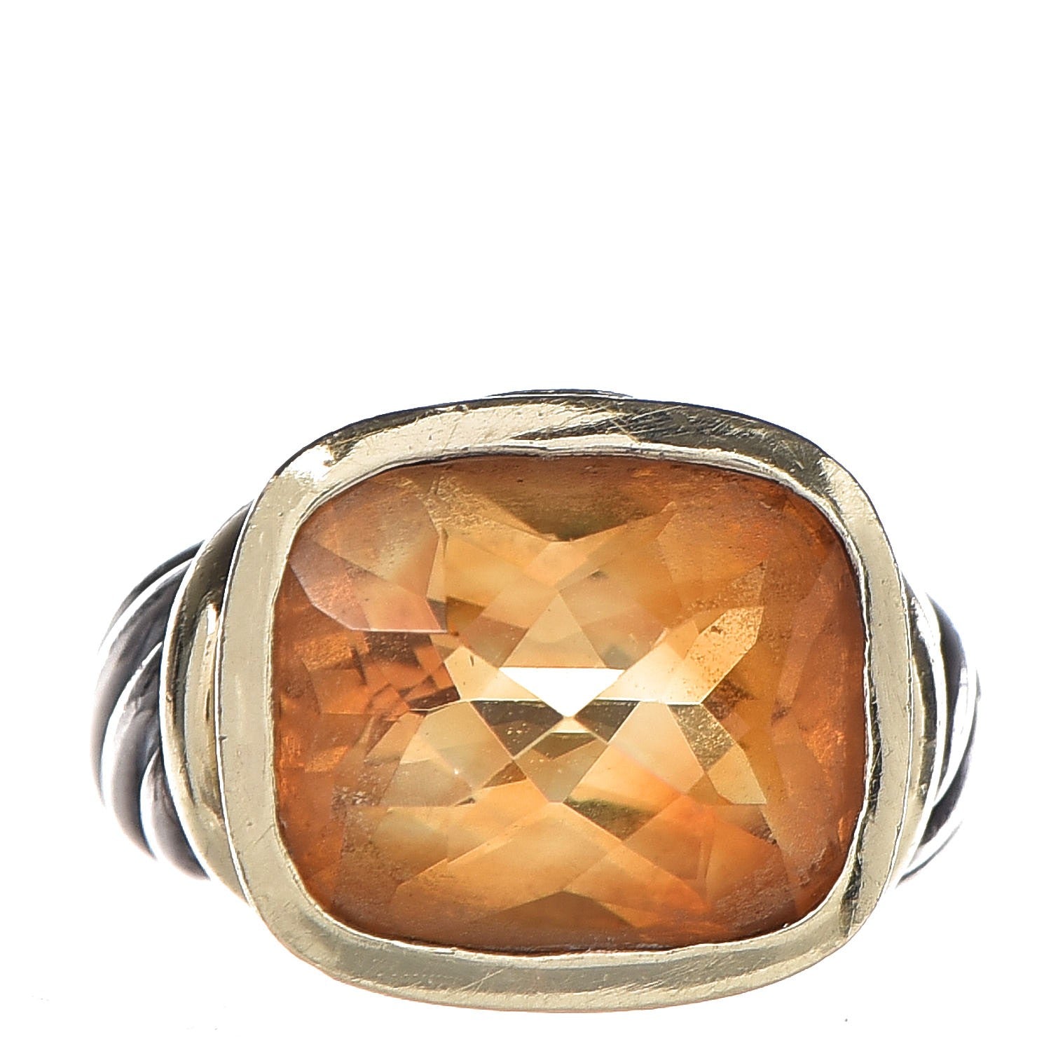 David Yurman Sterling Silver 14K Yellow Gold Citrine 14mm Noblesse Ring 50 5.5 1 of 7