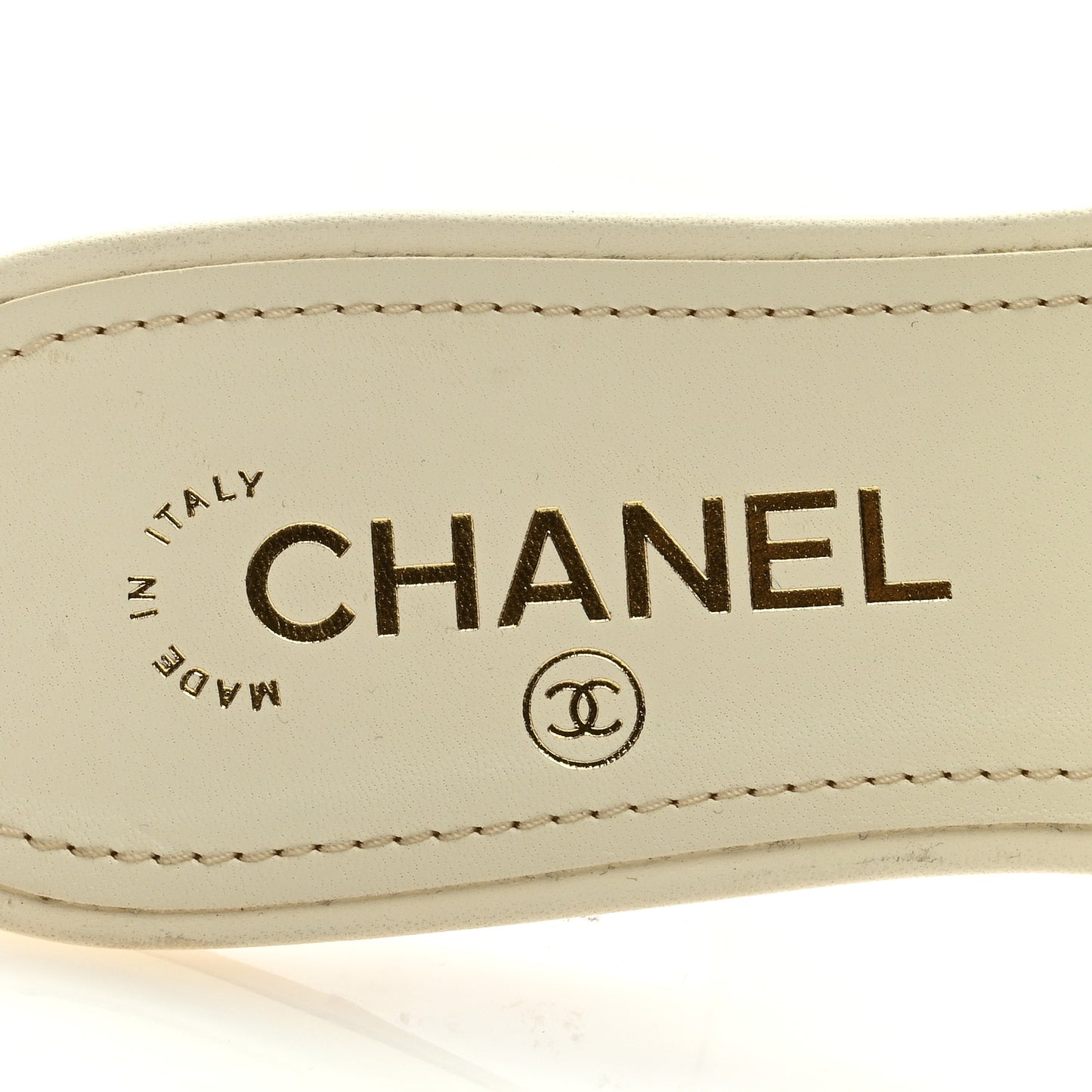 Lambskin Pearl Crystal CC Mules Sandals 39.5 Ivory Black