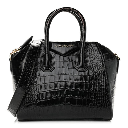 Givenchy Calfskin Crocodile Embossed Mini Antigona Black 1 of 16