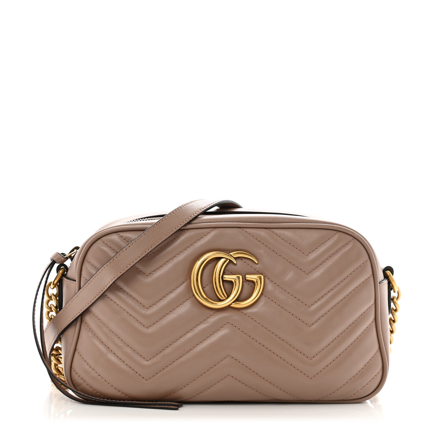 Gucci Calfskin Matelasse Small GG Marmont Chain Shoulder Bag Porcelain Rose 1 of 13