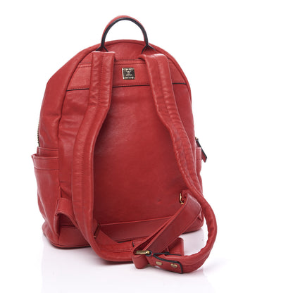 MCM Lambskin Fox Fur Small Stark Insignia Backpack Red 2 of 11