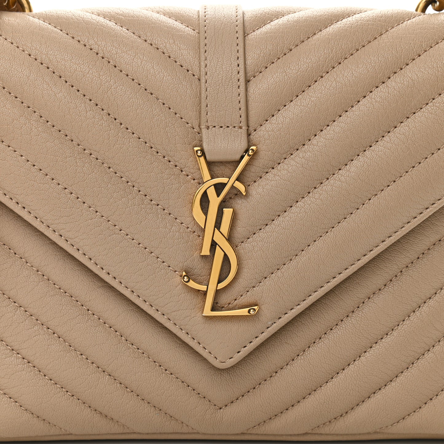 Sheepskin Matelasse Chevron Monogram Medium College Bag Dark Beige