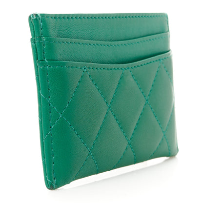 Chanel Lambskin Quilted Card Holder Green 3 of 9