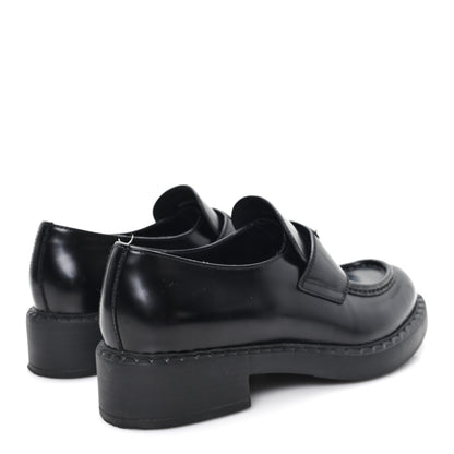 Prada Spazzolato Metal Triangle Logo 50mm Loafers 39 Black 5 of 11