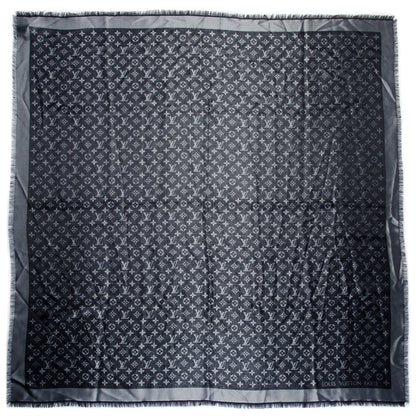 Louis Vuitton Wool Silk Monogram Denim Shawl Black 3 of 5