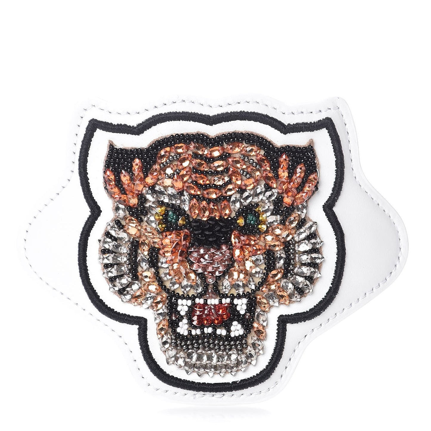 Calfskin Embellished Ace Tiger Patch White