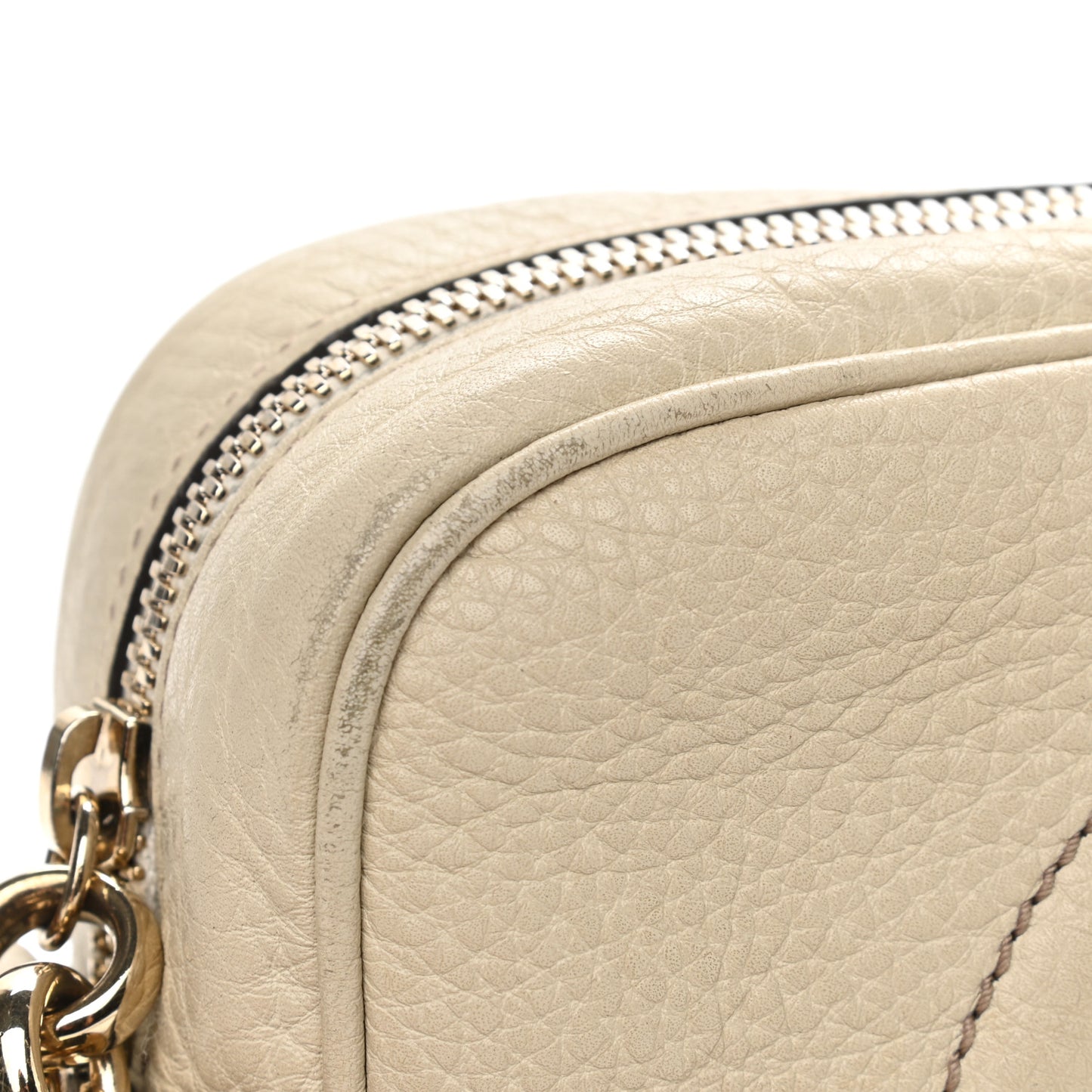 Pebbled Calfskin Small Soho Disco Bag Off White