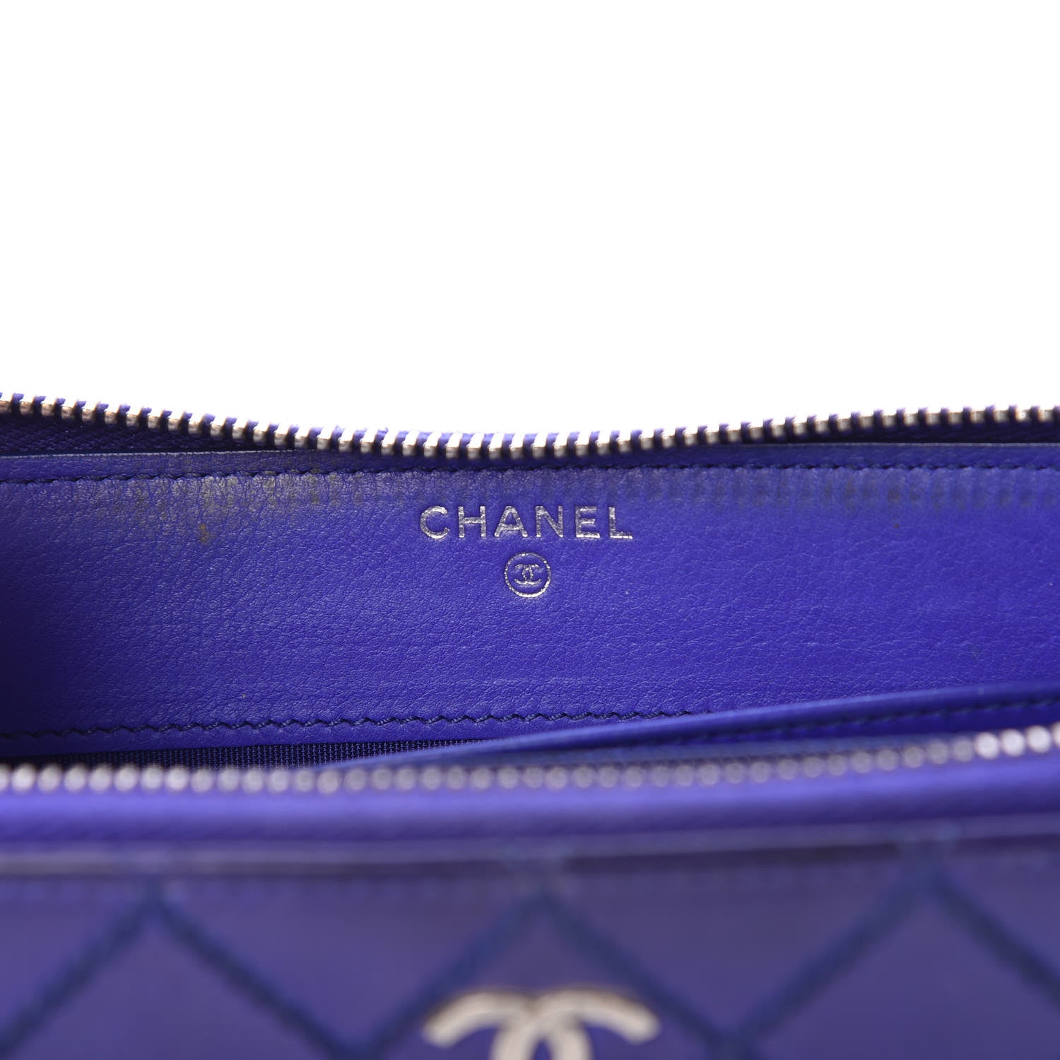 Chanel Calfskin Stitched Fancy CC Zip Around Wallet Blue 6 of 12