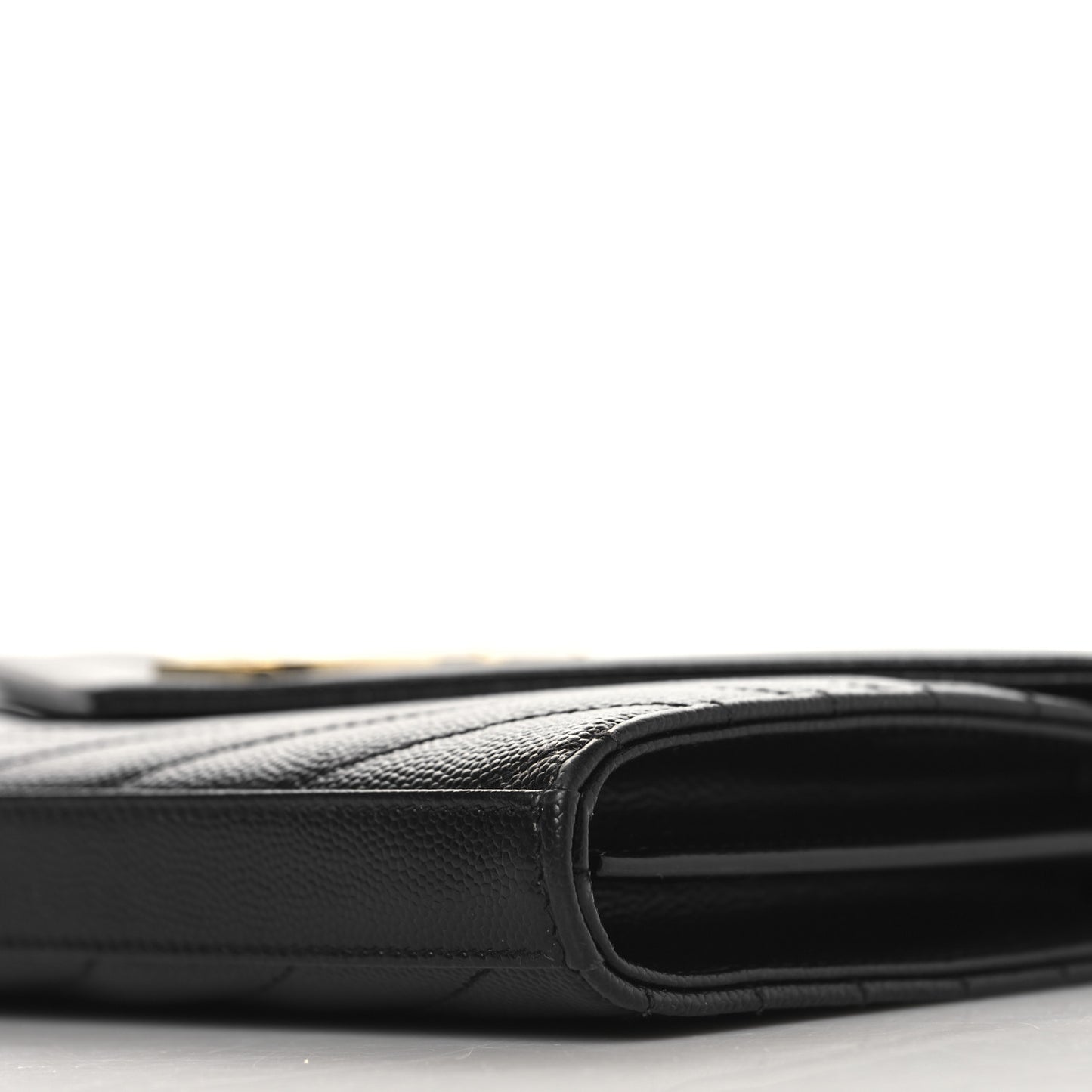Grain De Poudre Matelasse Chevron Monogram Chain Wallet Black