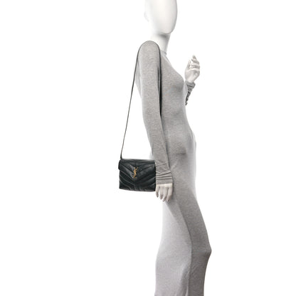 Saint Laurent Calfskin Y Quilted Monogram Toy Loulou Crossbody Bag Black 2 of 10