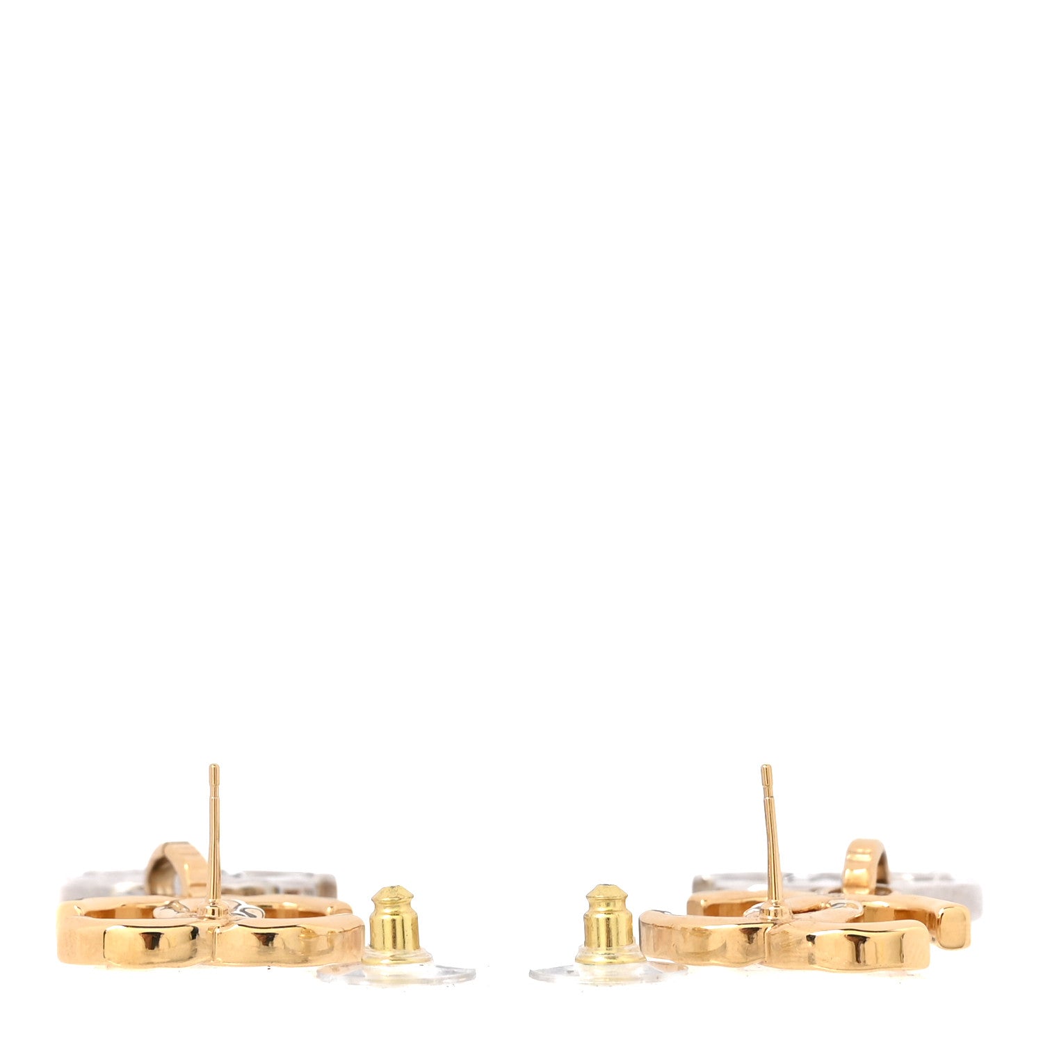 Chanel Metal CC Pendant Drop Earrings Gold Silver 3 of 5