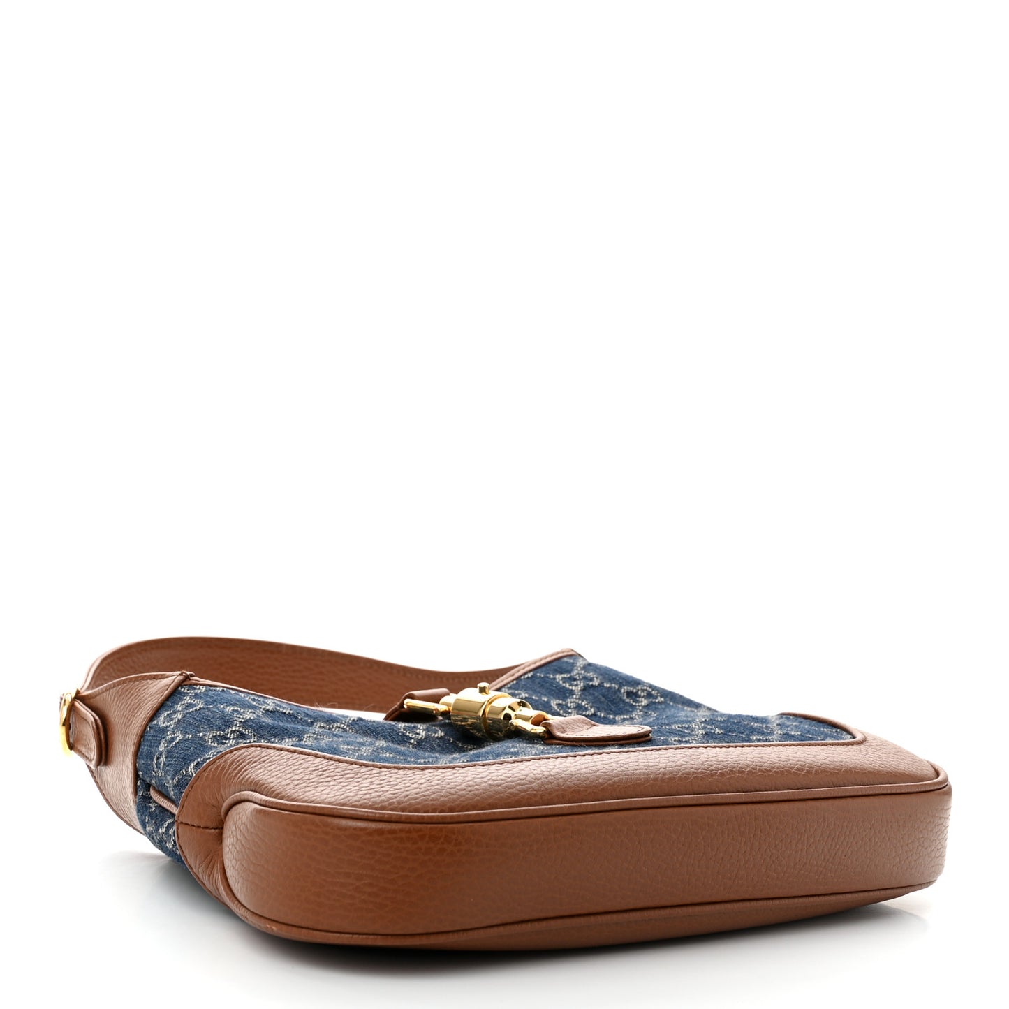 New Denim GG Monogram Calfskin Small Jackie 1961 Hobo Blue Tea Cuir