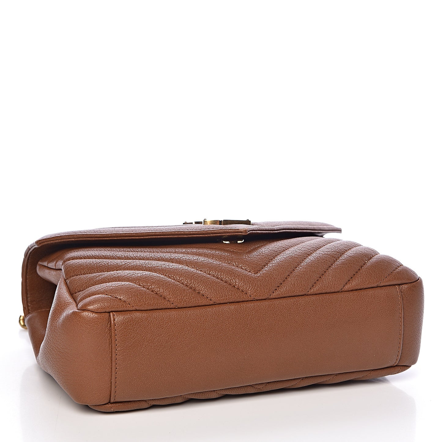 Calfskin Matelasse Chevron Monogram Medium College Bag Brick