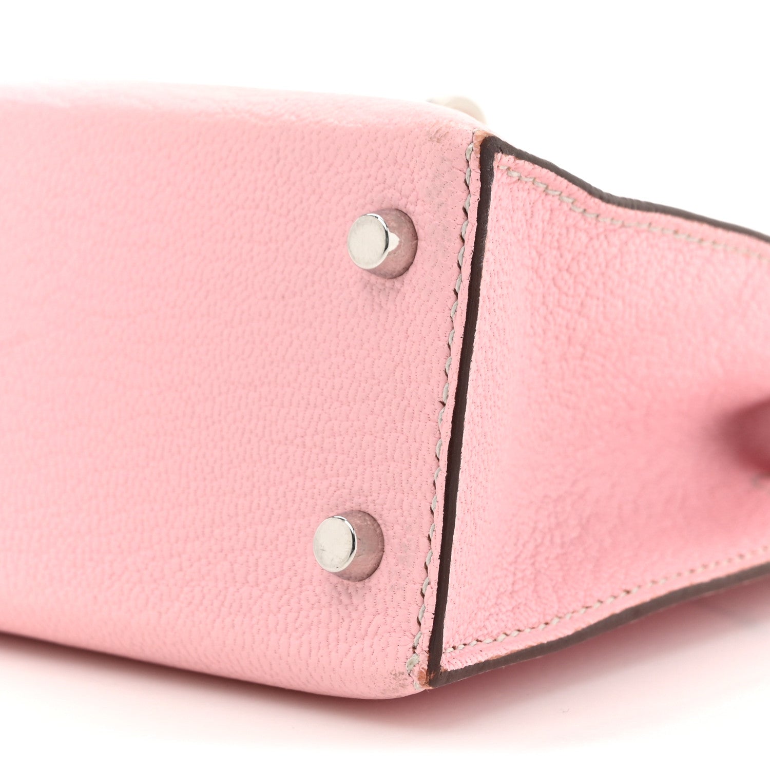 Hermes Chevre Mysore Horseshoe Mini Kelly Sellier 20 Rose Sakura Gris Perle 9 of 17
