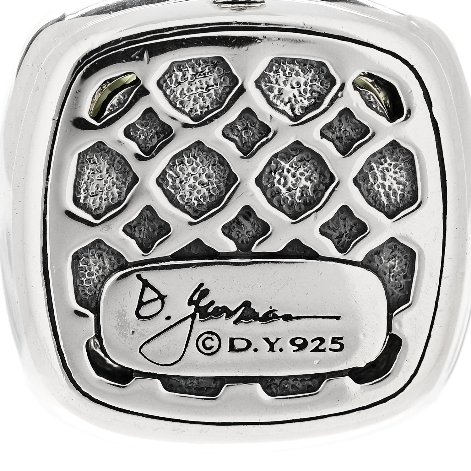 David Yurman Sterling Silver Diamond Prasiolite 14mm Albion Pendant 4 of 4