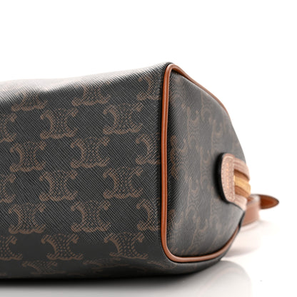 Celine Triomphe Canvas Calfskin Small Boston Bag Tan 9 of 10