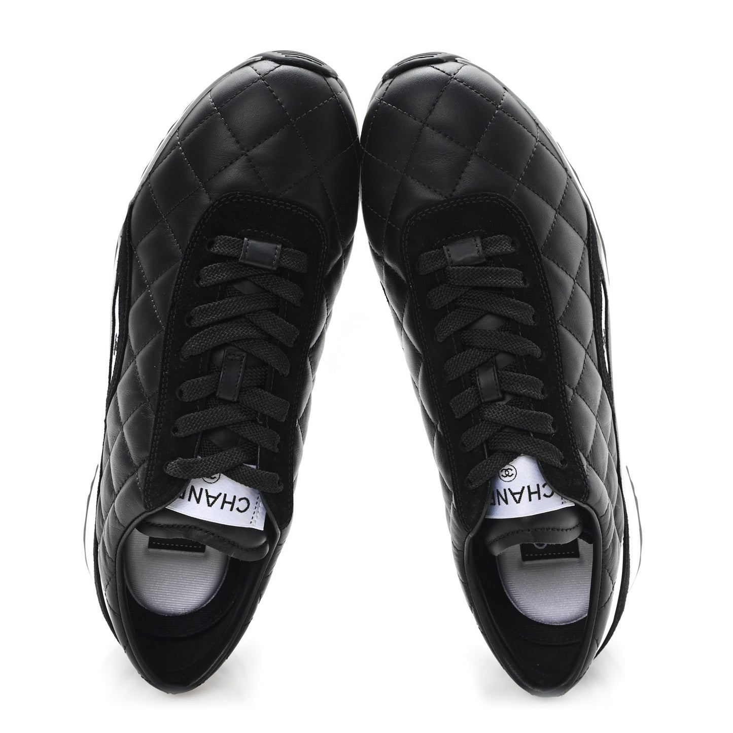 Suede Calfskin Quilted Sneakers 39.5 Black