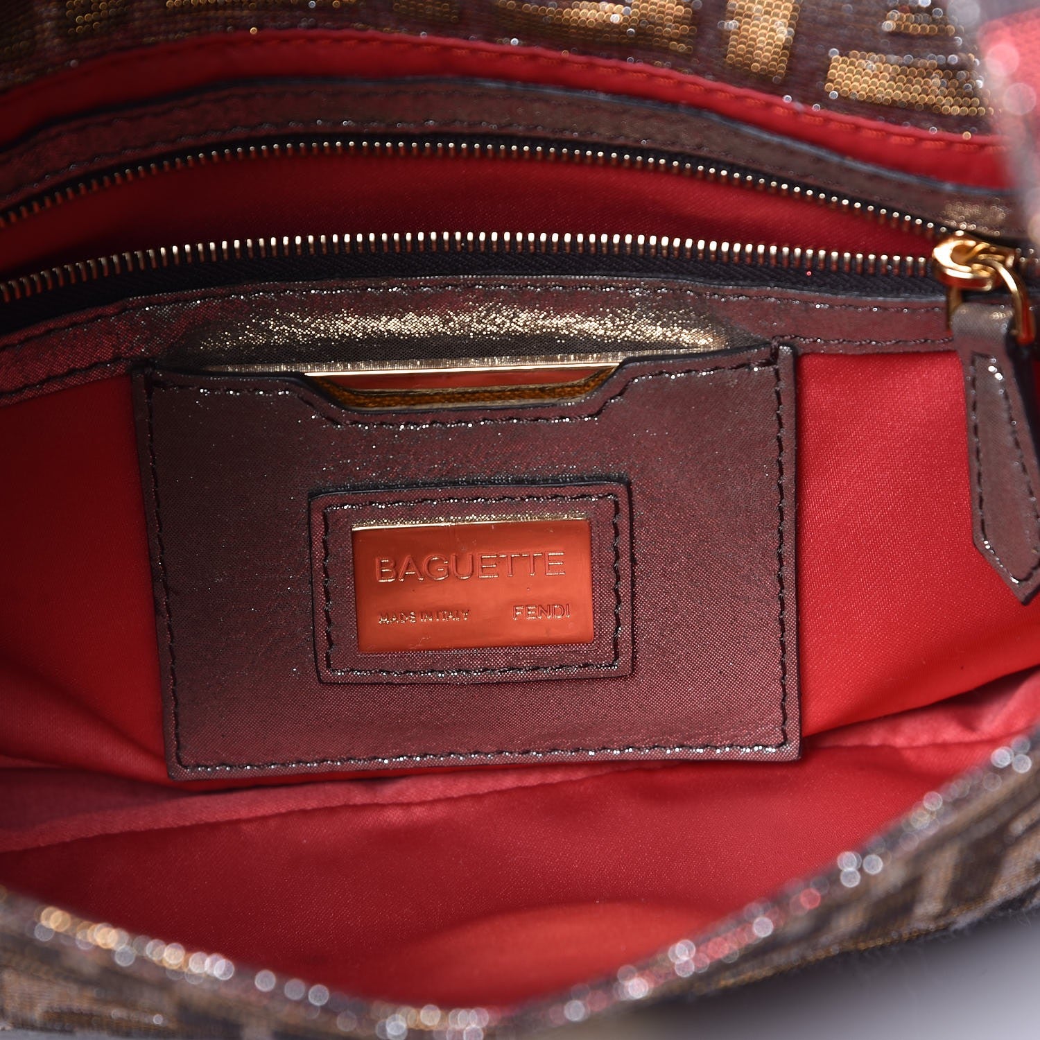 Fendi Metallic Lurex Zucca Baguette Tobacco Gold 7 of 9