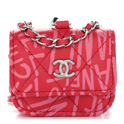 Chanel Lambskin Logo Printed Quilted Airpods Pro Case Dark Pink 1 of 10