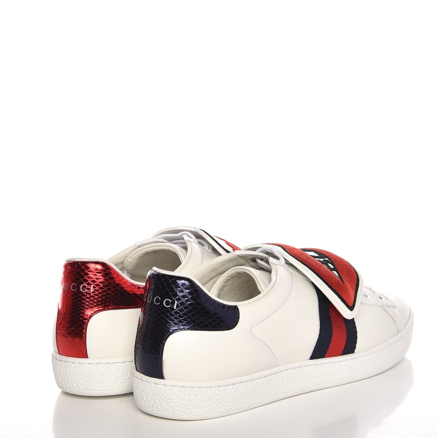 Gucci Calfskin Ayers Blind For Love Embroidered Womens Ace Sneakers 41 White 4 of 10