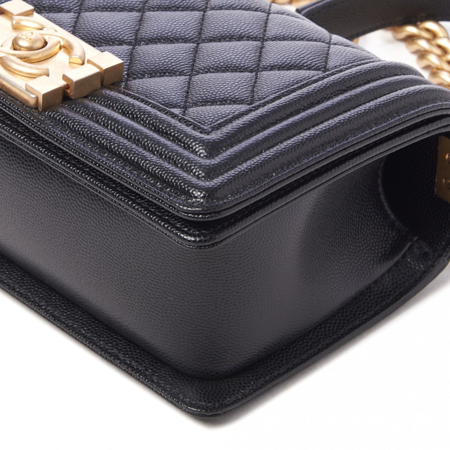 Caviar Quilted Small Boy Flap Black
