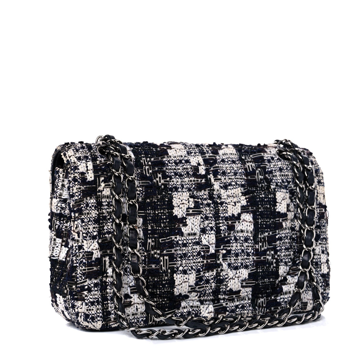 Chanel Tweed Quilted Flap Navy White 3 of 27