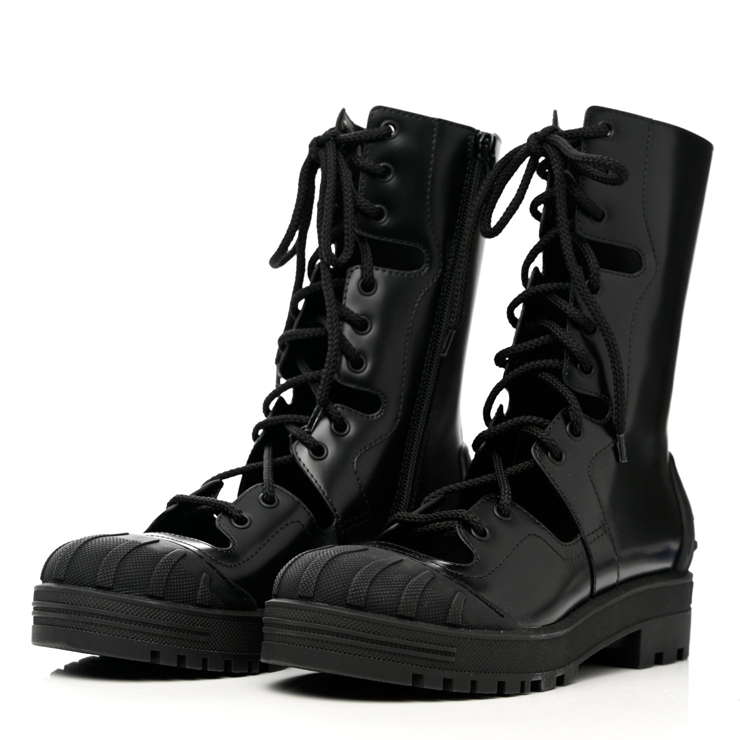 Christian Dior Brushed Calfskin Rubber Dioriron Boots 38 Black 3 of 8