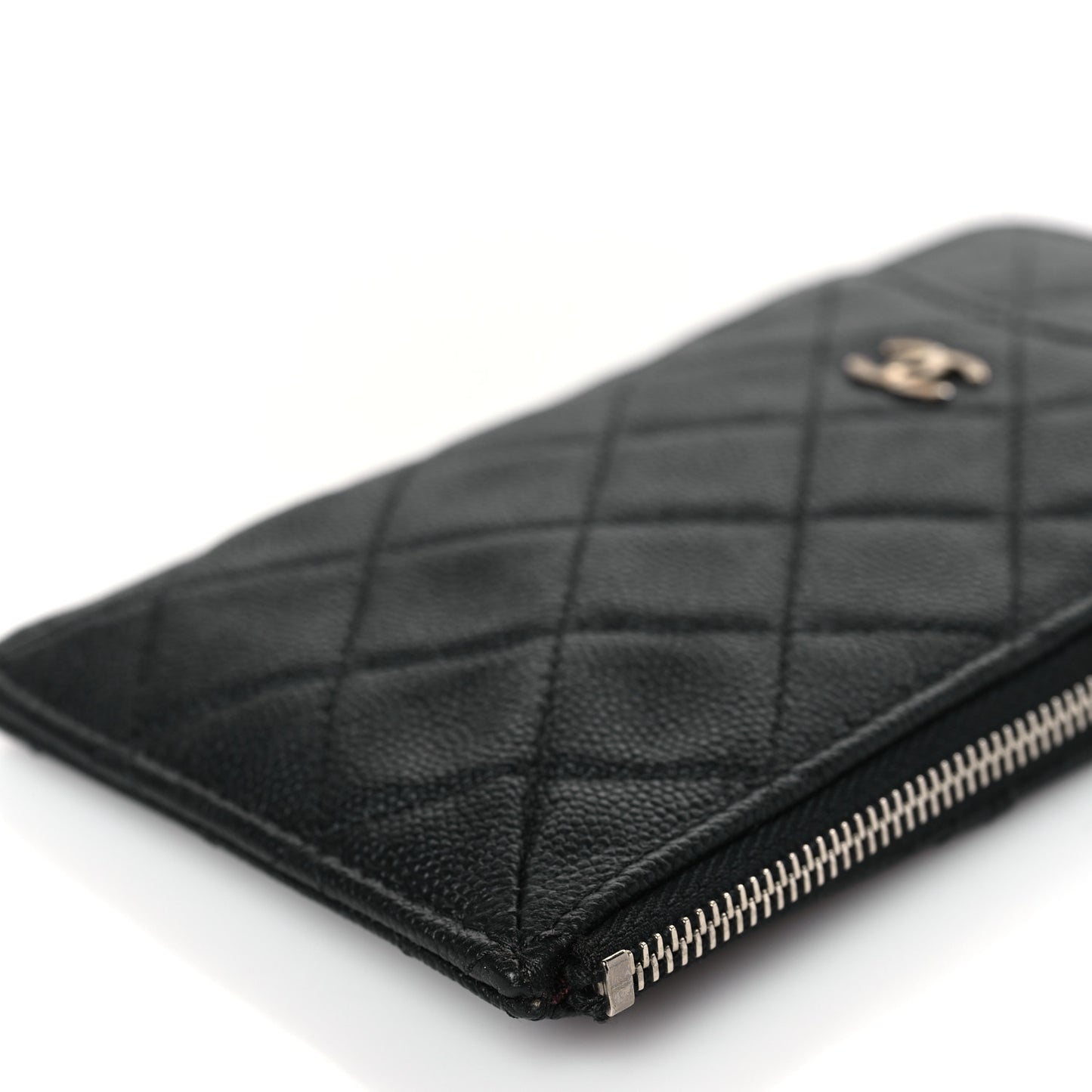 Caviar Quilted Classic Flat Wallet Pouch Black