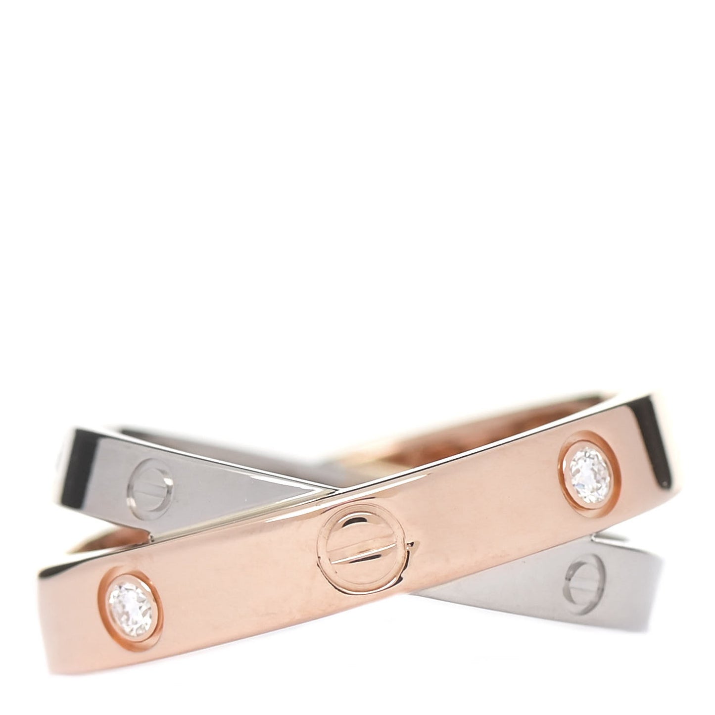 18K Pink White Gold 6 Diamond LOVE Ring 49 4.75