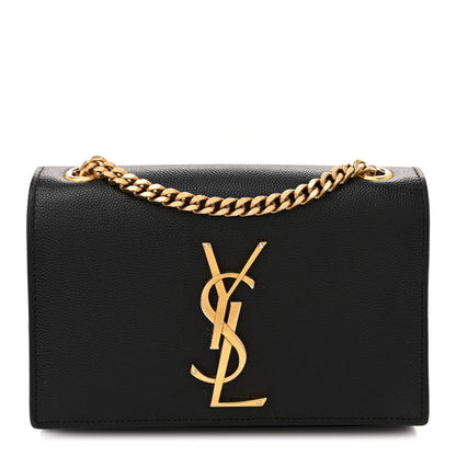 Saint Laurent Grain De Poudre Small Monogram Kate Satchel Black 1 of 11