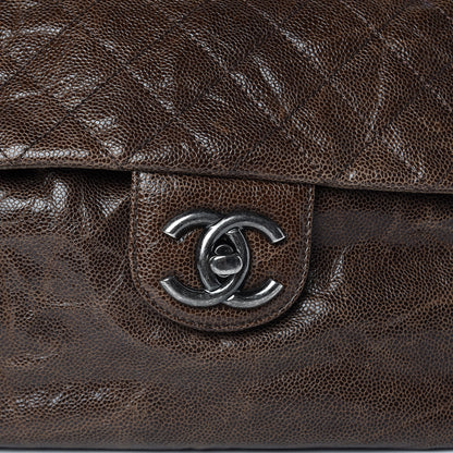 Chanel Grained Calfskin Quilted Maxi Elastic Flap Brown 8 of 10