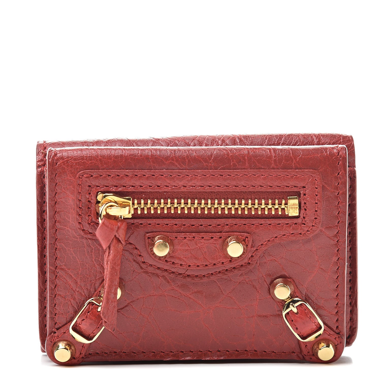 Balenciaga Agneau Arena Classic Hardware Mini Wallet Rouge Groseille 1 of 8