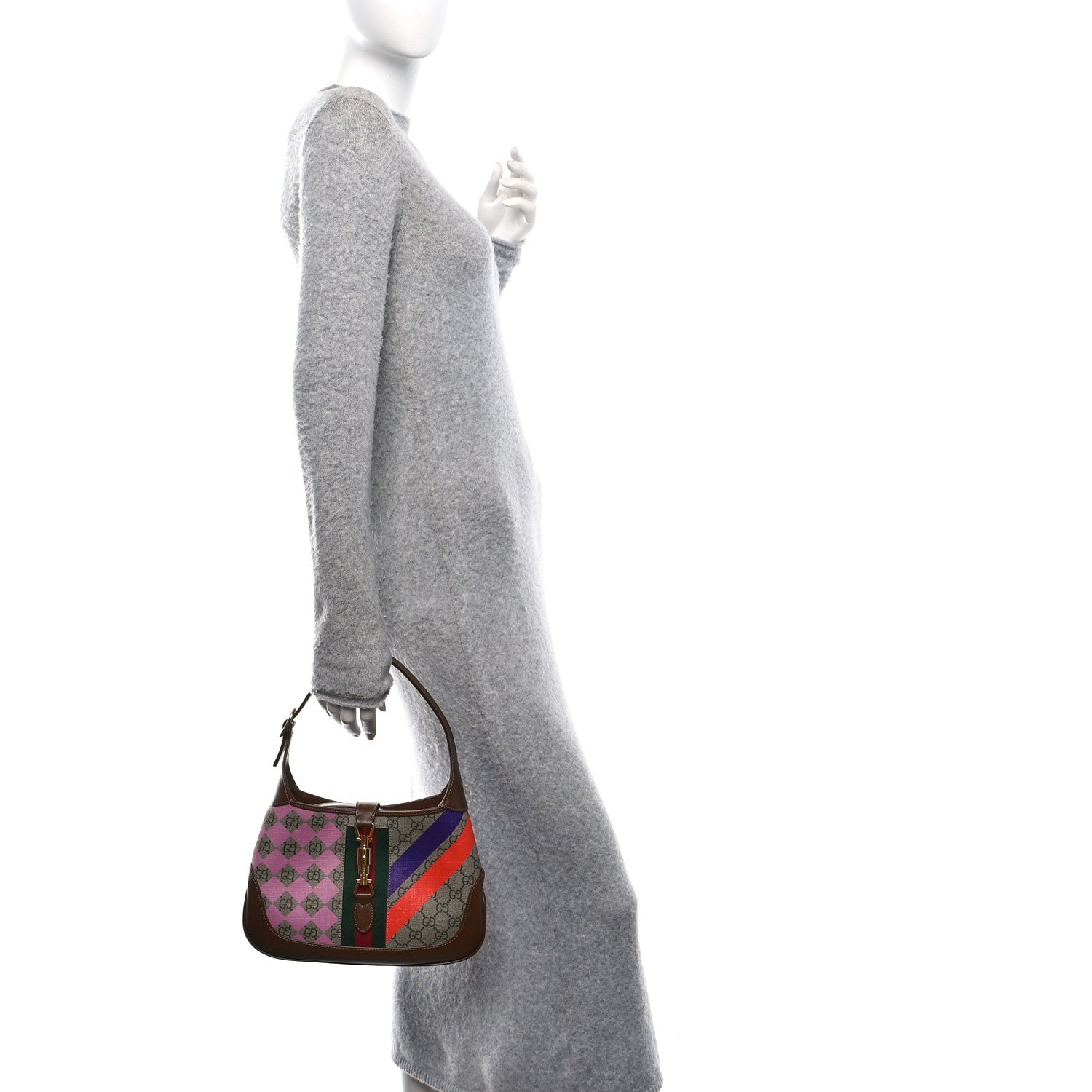 Gucci GG Supreme Monogram Azalea Calfskin Print Web Small Jackie 1961 Hobo Multicolor 2 of 10