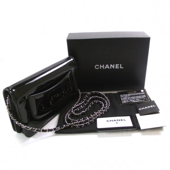 Chanel Patent Strass Wallet On Chain Black 3 of 9