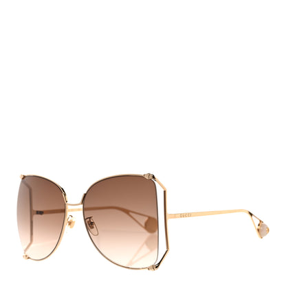 Gucci Oversized Round Sunglasses GG0252S Gold Brown 1 of 7