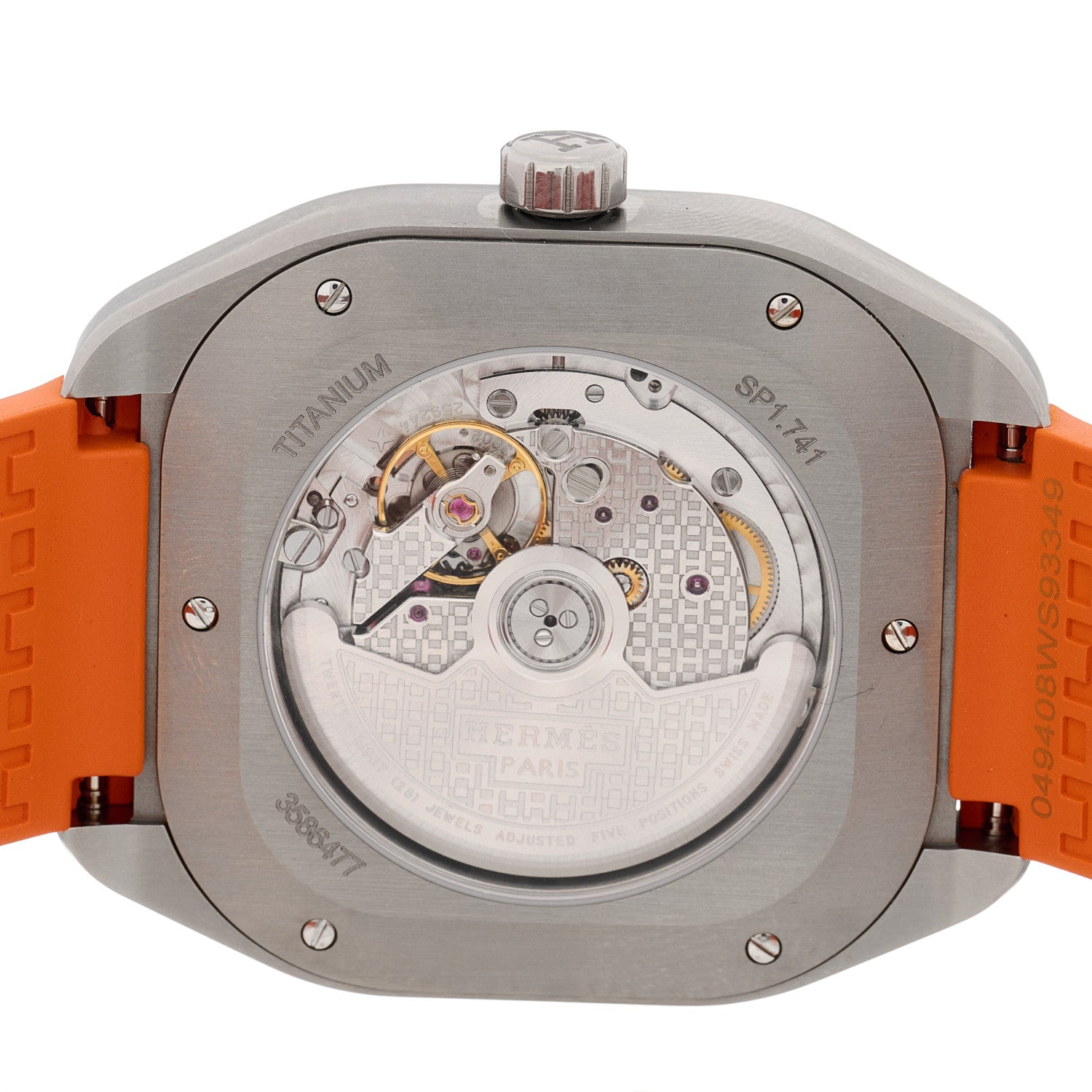 Hermes Titanium Rubber 39mm H08 Automatic Watch Orange 4 of 5