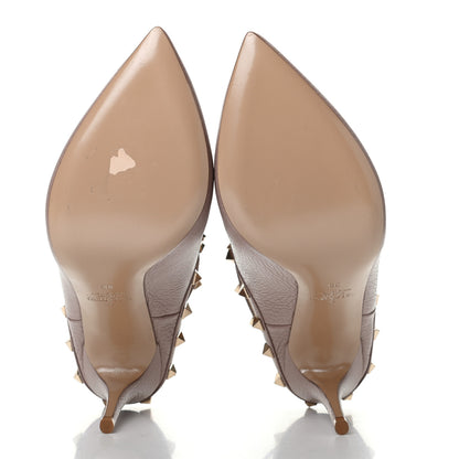 Valentino Garavani Pebbled Calfskin Rockstud Open Back Ankle Booties 38 Poudre 5 of 10