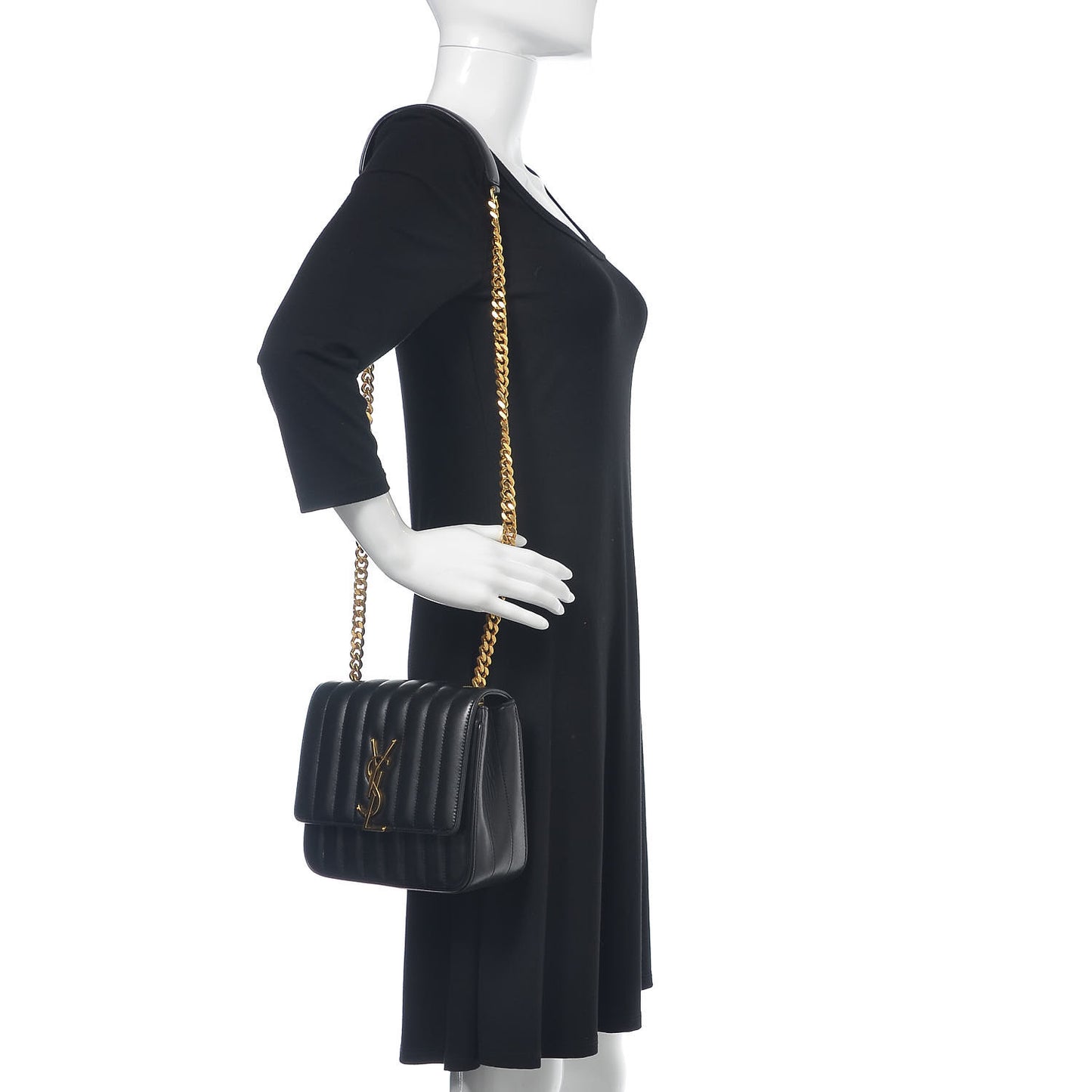 Lambskin Matelasse Monogram Medium Vicky Chain Bag Black
