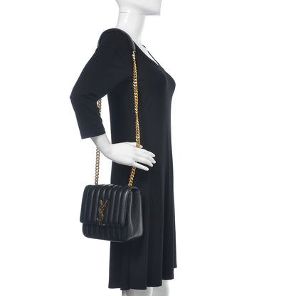 Saint Laurent Lambskin Matelasse Monogram Medium Vicky Chain Bag Black 2 of 14