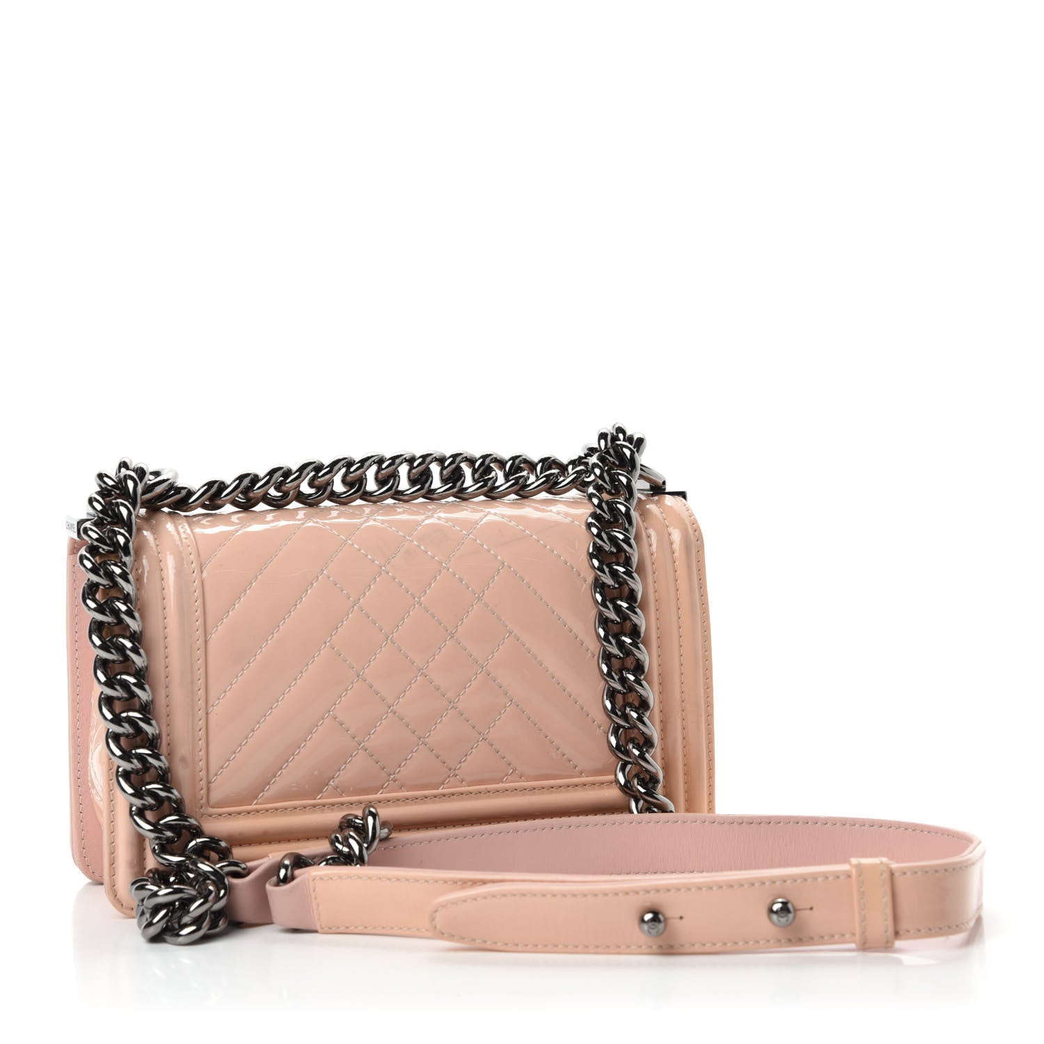 Chanel Patent Chevron Quilted Medium Boy Flap Light Pink 3 of 18