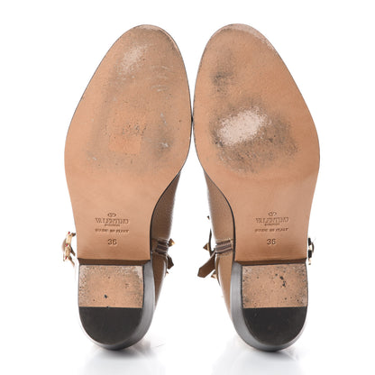 Valentino Garavani Grained Calfskin Rockstud Single Buckle 35mm Cowboy Ankle Boots 36 Alpaca 7 of 8