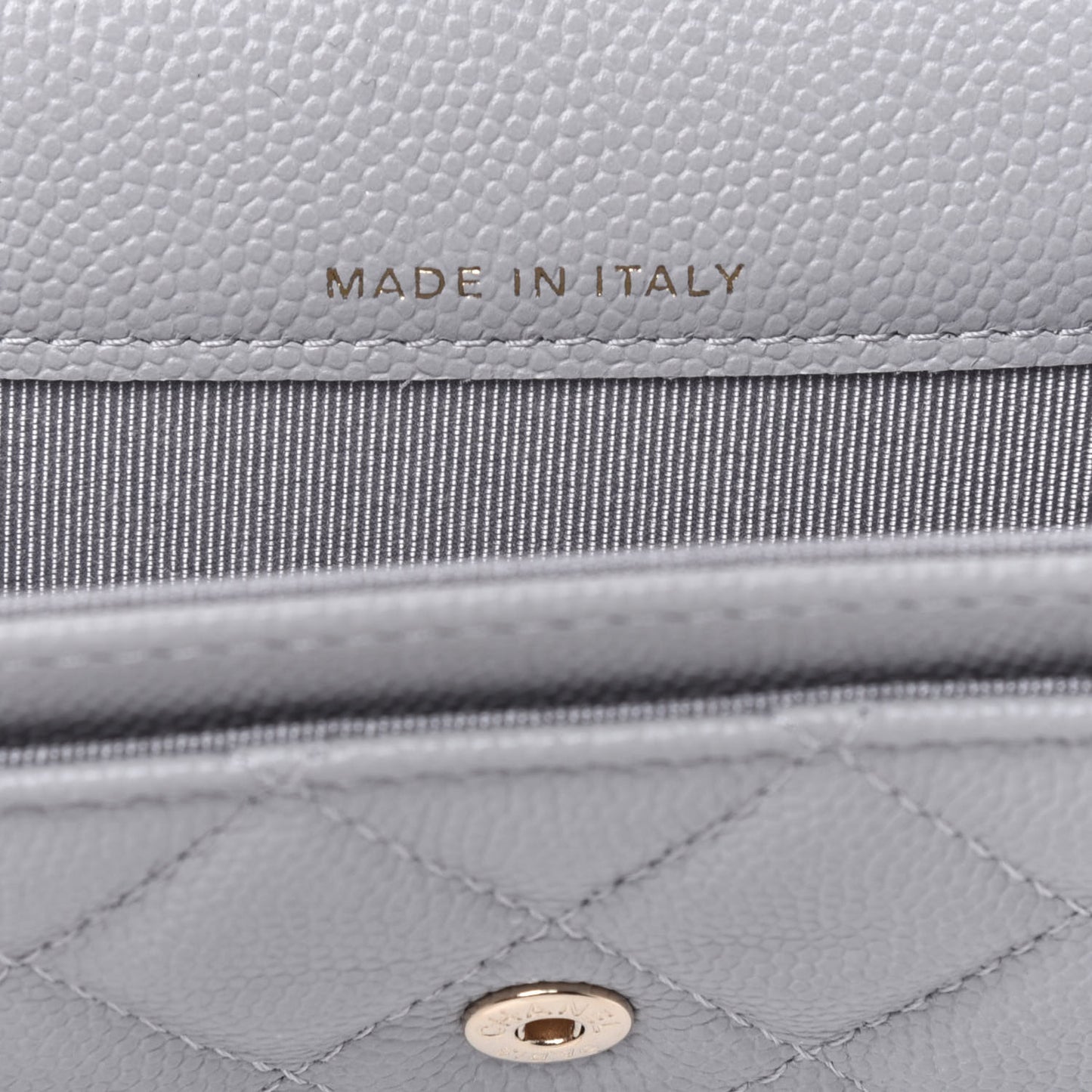 Caviar Quilted Flap Card Holder Wallet Grey